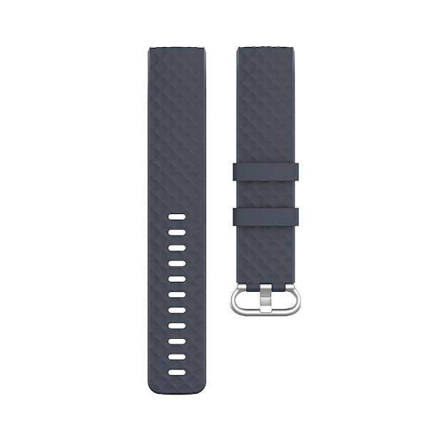 18mm Sølvfarvet spænde TPU armbånd til Fitbit Charge 4 / Charge 3 SE, størrelse: L Blue Gray