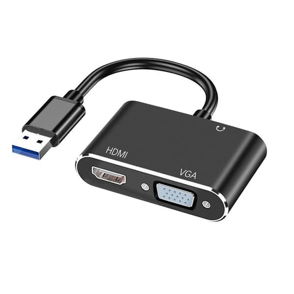Sovitin - USB 3.0 - HDMI+VGA/ääni (musta)