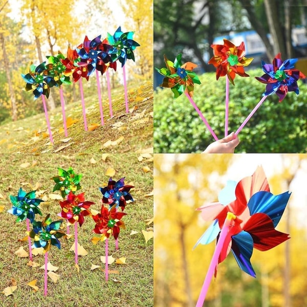 100 Vanntett Folie Vindmøller Utendørs Leker For Barn Hage Dekorasjon Ornament Pinwheel Spinners For