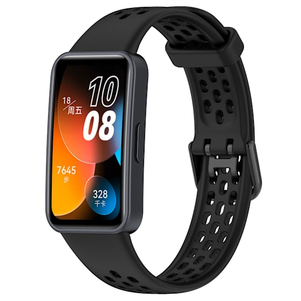 Åndbar silikone smart watch rem til Huawei Band 8 - behagelig at have på Black