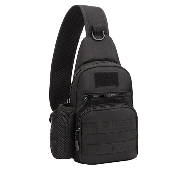 Herre Nylon Militær Taktisk Reise Skulder Messenger Sling Pack Bryst Sport Bag Black