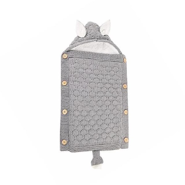 Nyfødte Klapvogn Sovepose Baby Konvolut Strikket Swaddle Fodpose Light Grey