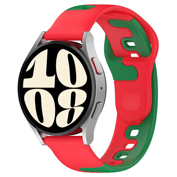 Til Samsung Galaxy Watch6 / Watch6 Classic / Watch 5 / 5 Pro / Watch4 Classic Dual Color Watch Strap 20mm Silikone Watchband Red  Green