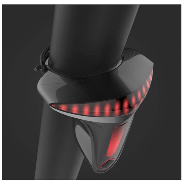 T-type Sykkellys bak Intelligent induksjonsbrems LED-baklys sikkerhetsadvarsel USB oppladbar (svart)