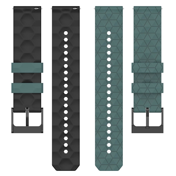 Klockarmband för Huami Amazfit GTR 4 46mm, fotbollsmönster tvåfärgat 22mm silikonklockarmband Olive Green  Black