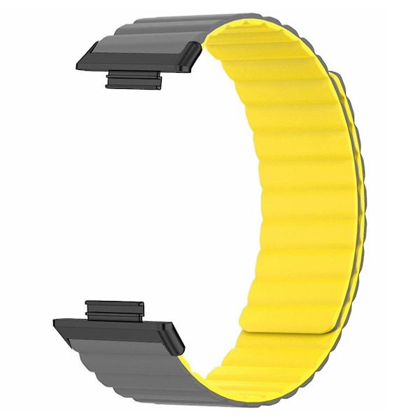 Magnetisk urrem i silikone - Justerbar rem til Huawei Watch Fit 2 Grey Yellow