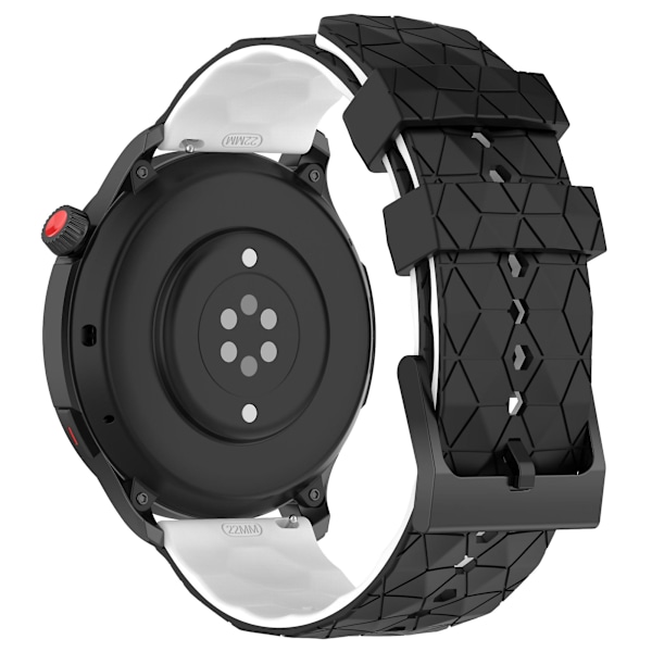 Klokkearmbånd for Huami Amazfit GTR 4 46mm, Fotballmønster Dual-color 22mm Silikonklokkebånd Black  White