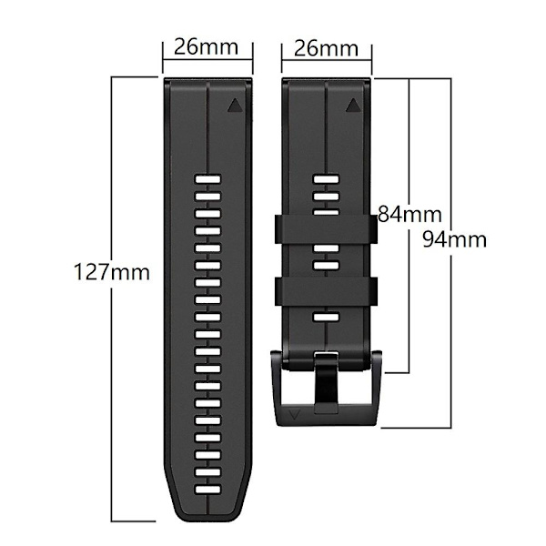 Silikonarmband för Garmin Tactix 7 Pro/Fenix 7X/Fenix 6X Pro, 26 mm, ersättningsarmband för smartklocka, tvåfärgat Red Black