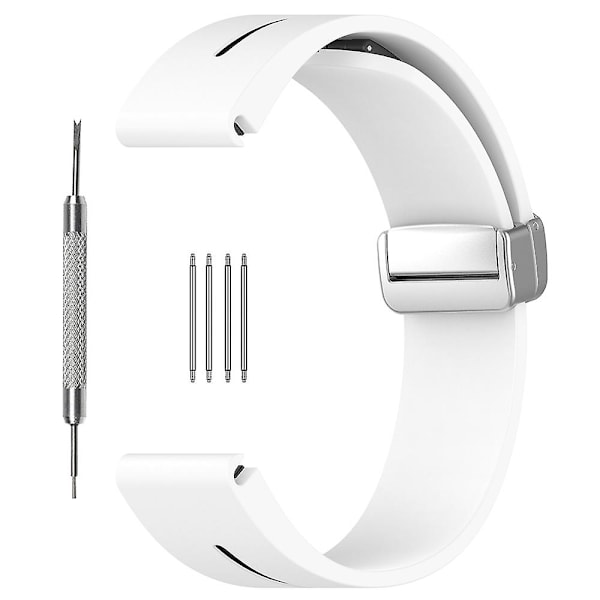 20mm kaksivärinen silikoninen magneettinen hopea solki ranneke Samsung Galaxy Watch 6/6 Classic/5/4 White Black