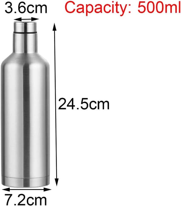 500 ml vinflaske med 2 vinglas, rustfrit stål (hvid) White 500ml