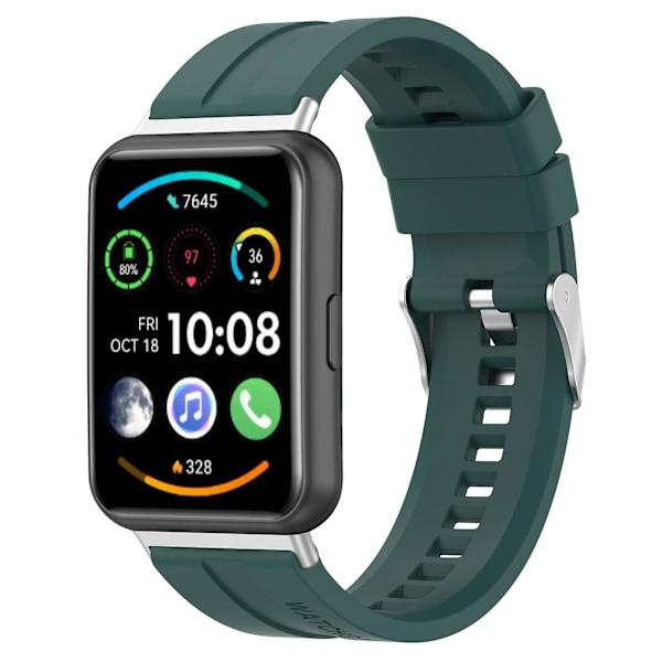 Snabbkoppling klockarmband i silikon för Huawei Watch Fit 2, 20 mm sportklockarmband med spänne Blackish Green