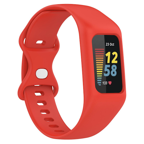 Integrer silikoneurrem til Fitbit Charge 6/5/4/3, urrem med etui Red
