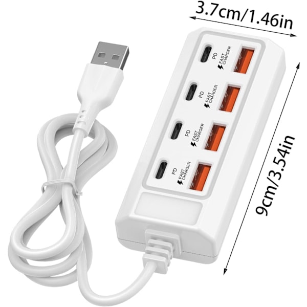 Usb C Hub Multiporttisovitin, 8-porttinen [4Usb+4Pd] 25W 5V:n USB-laitteille