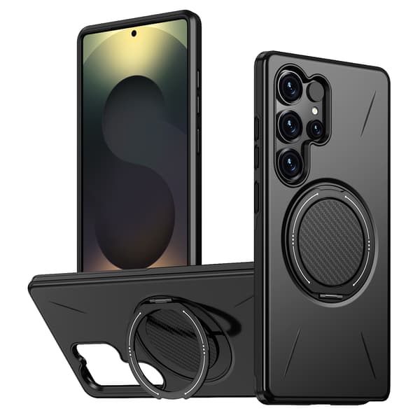 Etui til Samsung Galaxy S25 Ultra, roterende støtteben TPU + PC (sort)