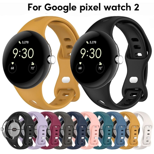 Justerbar silikonrem för Pixel Watch 2 Smartwatch Armband Armbandsbälte Yellow