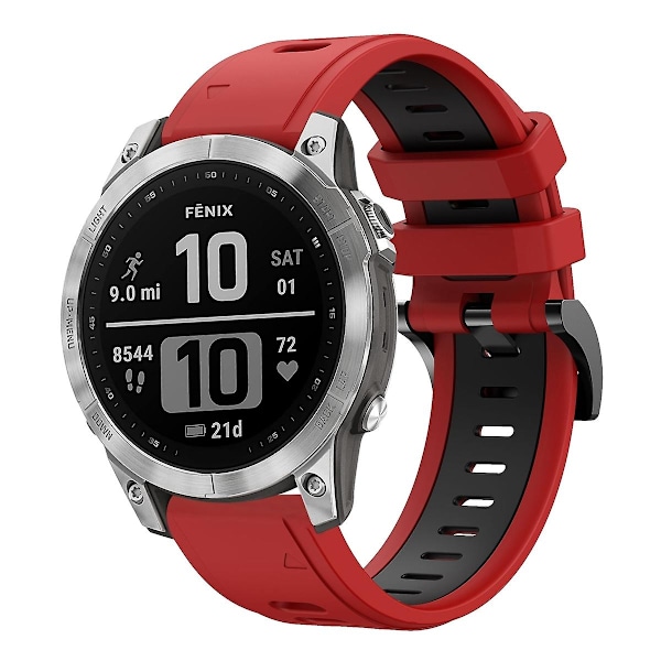 Kaksiväri silikoniranneke Garmin Instinct 2 Solar -kelloon Red Black