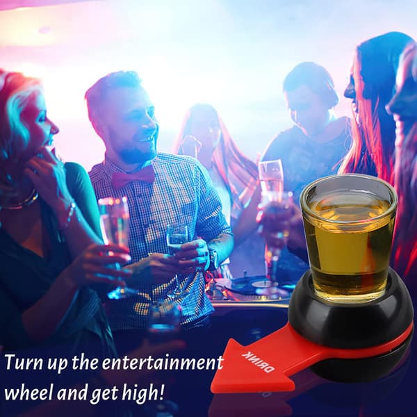 Drikkespil Spin The Shot, Shotglas Spinner til fest (Sort base, rød pil)