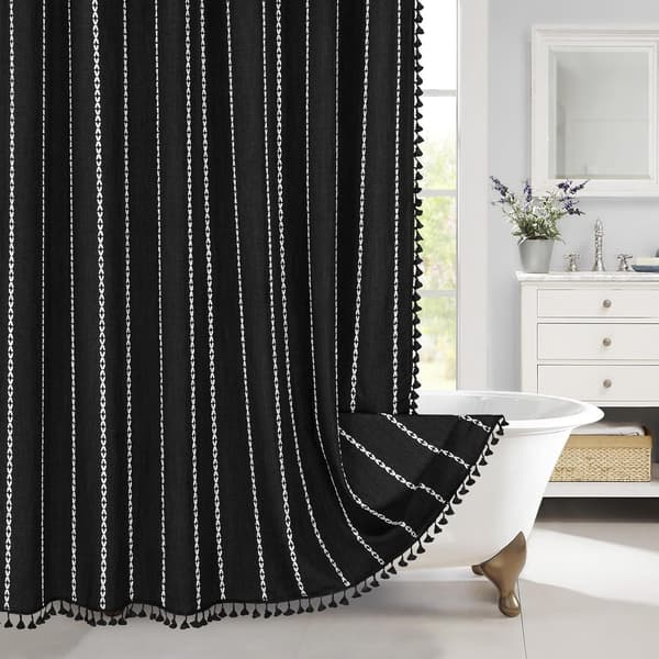 Dusjforheng, polyester for baderom, ensfarget med dusk, 180 cm x 180 cm Black