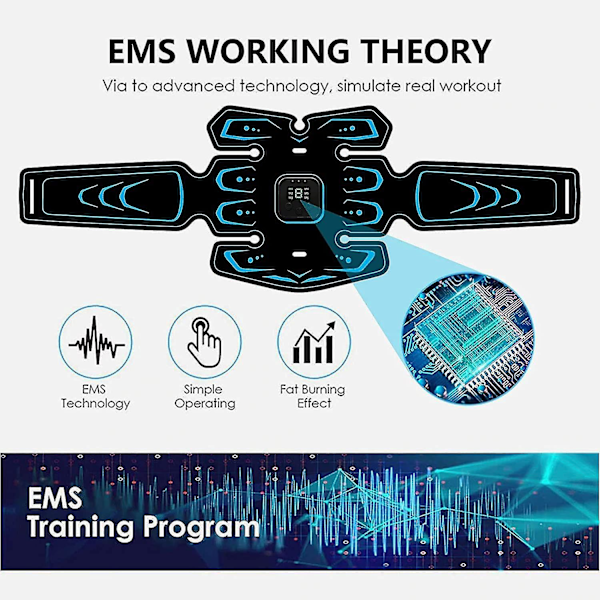Abs Stimulator Muskel Toner, Oppladbar trådløs Ems Massasjer, den ultimate elektroniske Power Abs Trainer