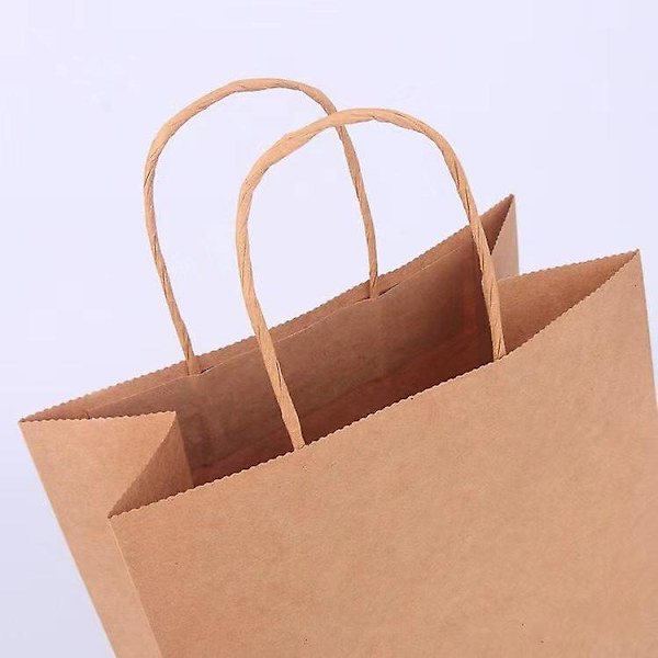 100 stk Kraftpapirpose Håndtak Shopping Gjenbrukbare Gavevarer Bærevesker M