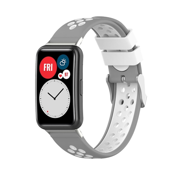 Huawei Watch Fit 18mm silikoniranneke kahdessa värissä Grey White