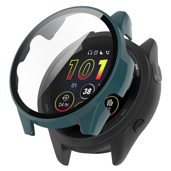 Huamade For Garmin Forerunner 265 Smart Watch Pc case med skärmskydd i härdat glas Blackish Green