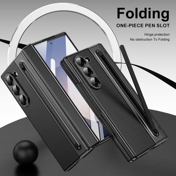 Etui til Samsung Galaxy Z Fold 7, med Stylus, PU-læderbagside White