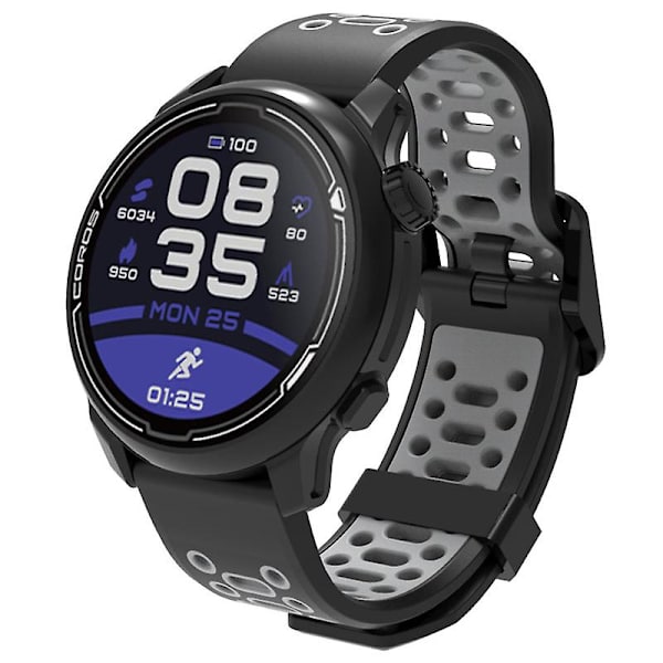 Dubbelfärgat 20 mm silikonarmband för Coros Pace 2/Garmin vivoactive 5/GarminActive 5/Venu Sq 2 Black Grey