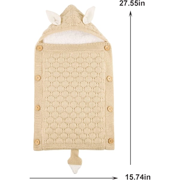 Nyfödd Babyfilt, Kaninöron Kuvert Anti-Spark Sovsäck (Mörkblå)