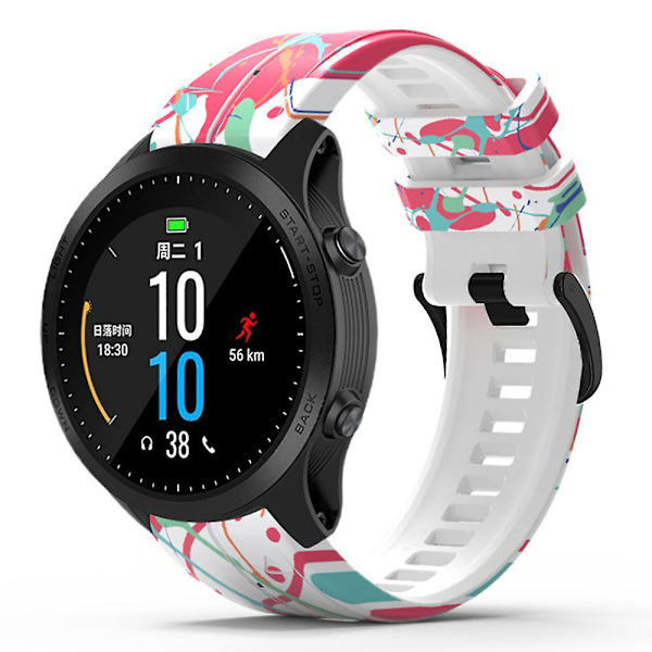 Snabbkopplingsarmband i silikon med tryckt mönster för Garmin Forerunner 965/955/945/935 Style B