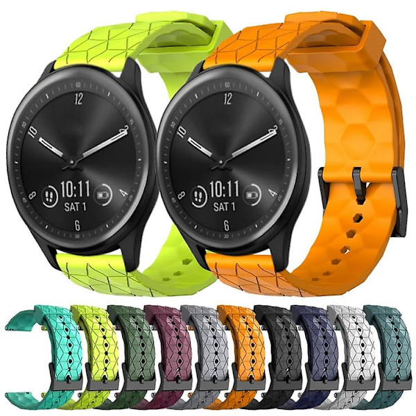 Til Garmin Vivomove Sport 20mm fodboldmønster ensfarvet silikone urbånd RGK White