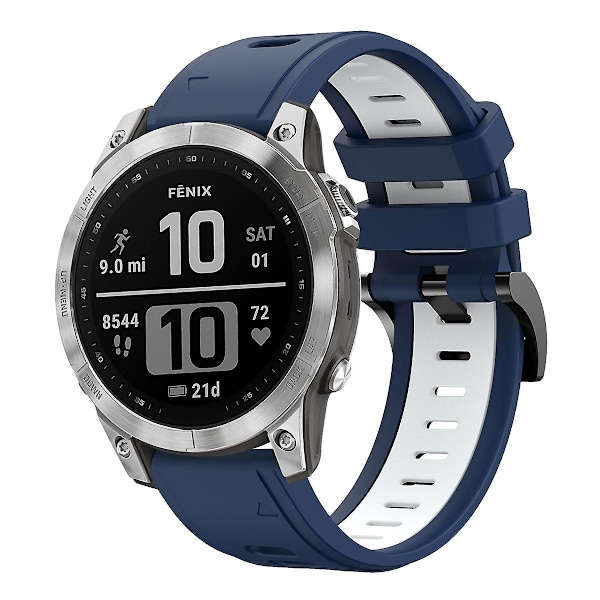 To-farget silikonrem for Garmin Instinct 2 Solar Midnight Blue White