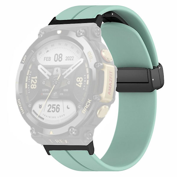Silikonklokkebånd Magnetisk Foldespenne Håndleddsrem For Huami Amazfit T-rex 2 Mint Green