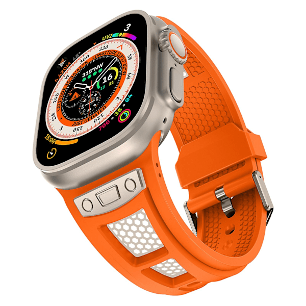 TPU-klokkestropp for Apple Watch Ultra 2 Ultra 49mm / Series 9 8 7 45mm / 6 5 4 SE (2022) SE (2023) SE 44mm / 3 2 1 42mm Orange Titanium