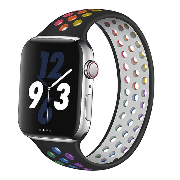 Solo-løkkerem til Apple Watch-bånd 44 mm 40 mm 38 mm 42 mm åndbar silikone elastisk bæltearmbånd Iwatch Series 3 4 5 Se 6 42mm or 44mmM pride black