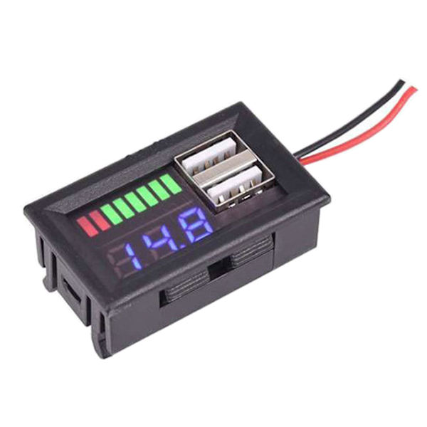 Dobbel USB Rask Bil Lader Socket Strøm Uttak Adapter LED Voltmeter 12v Red