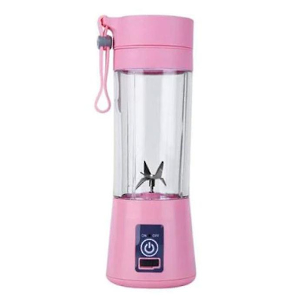 Bærbar blender med 6 fræseblade - Bærbar smoothiemaskine Juicer Juice Extractor Pink