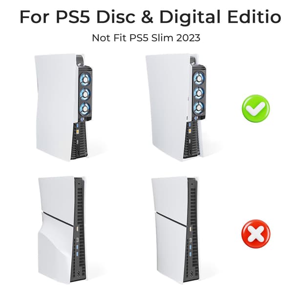 Køleventilator - Med USB 3.0-port til PS5, ikke til PS5 Slim og nye PS5 Pro