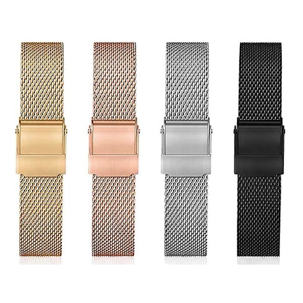 Klokkebånd i rustfritt stål for kvinner for menn, klokkestropper i mesh med hurtigutløsing 14 mm /18 mm Silver 14mm