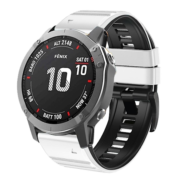 Garmin Tactix Delta/Enduro vaakasuorat raidat silikoni rannekoru vaihdettava säädettävä ranneke White  Black