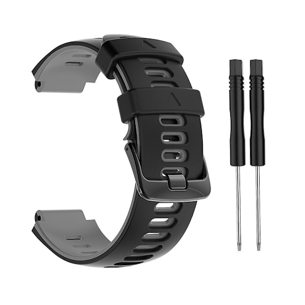 Armband Stålspänne Silikonrem för Garmin-Forerunner 735xt/220 för Smart W Black red