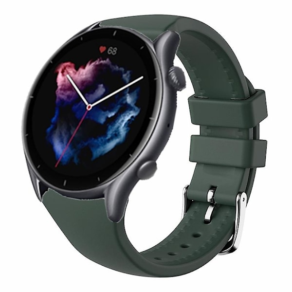 22mm silikoneurrem til Huami Amazfti Gtr 4/gtr 3/gtr 3 Pro / Huawei Watch Gt 3 42/46mm Blackish Green