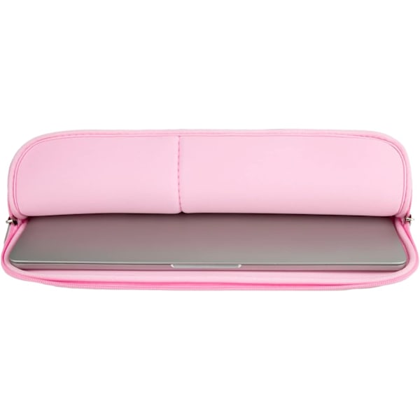 13 Tums Laptopfodral Mjukt Vadderat Blixtlåsöverdrag Med Framficka & Tillbehörspåse Rosa