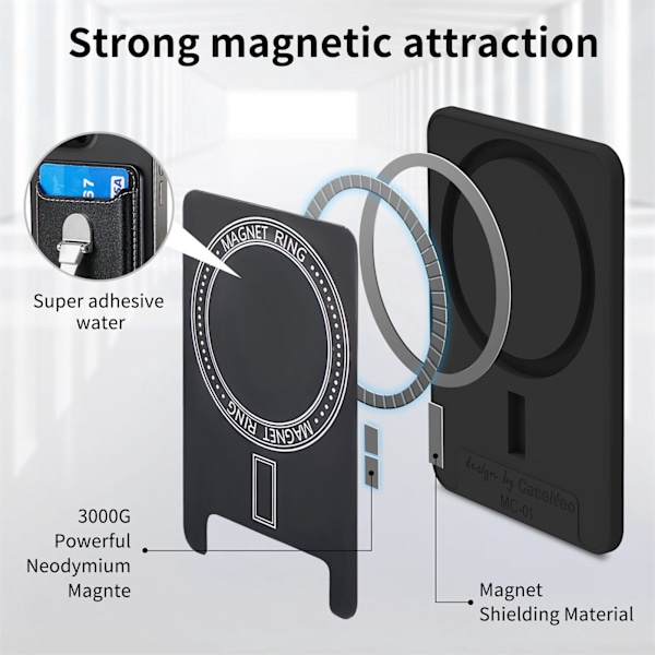 Magsafe-korthållare med magnetisk baksida, superstark magnetisk korthållarring handledsrem Yellow