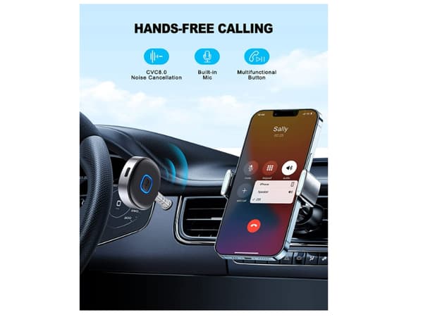 Bluetooth Bil Aux Adapter, Mini Bluetooth 5.0 Modtager, Bluetooth Bil Aux Adapter, Håndfri Opkald,