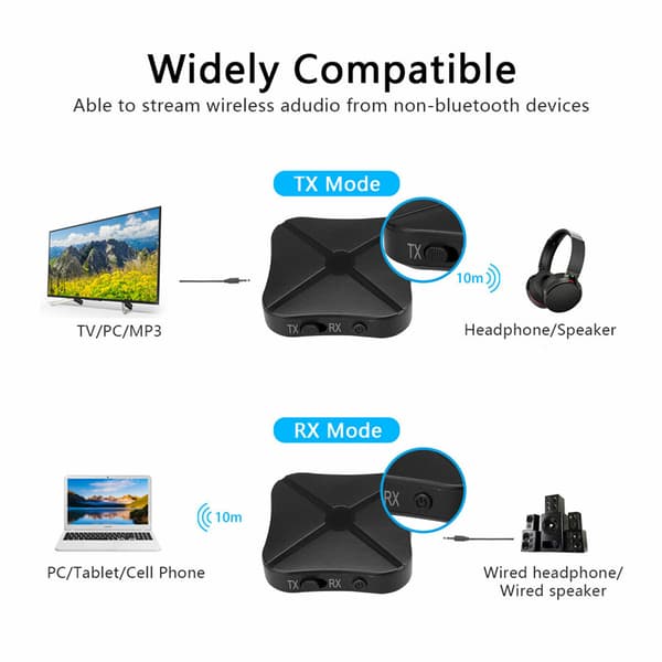 Bluetooth-mottaker 2-i-1 trådløs Bluetooth 4.2 lydsender