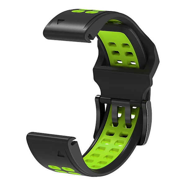 KLB-LWGJ-001 För Garmin Fenix 7 / 7 Pro Watch Band QuickFit 22mm Andningsbart Dubbelrads Hål Rem Black Lime