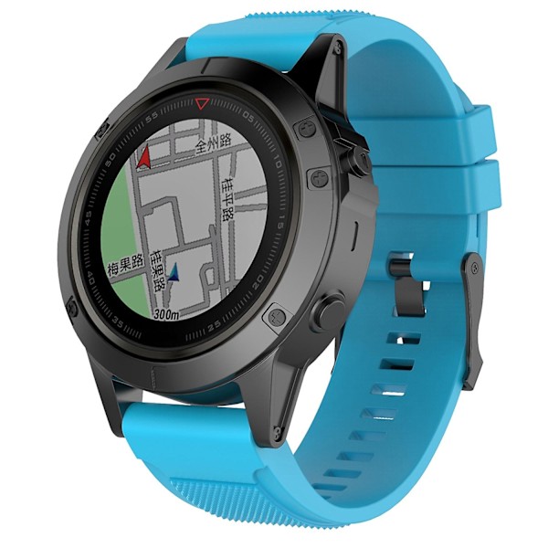 Til Garmin Fenix 5X (26mm) Silikone Rem Sky Blue