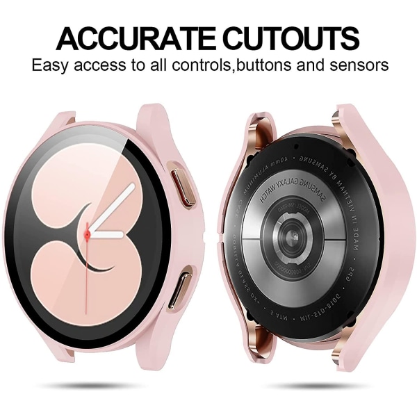 Glass+ case Samsung Galaxy Watch 4 44mm 40mm Lisävarusteet PC All-around putoamisen estävä puskurin cover+ näytönsuoja Galaxy Watch4 Galaxy watch 4 40mm rose gold