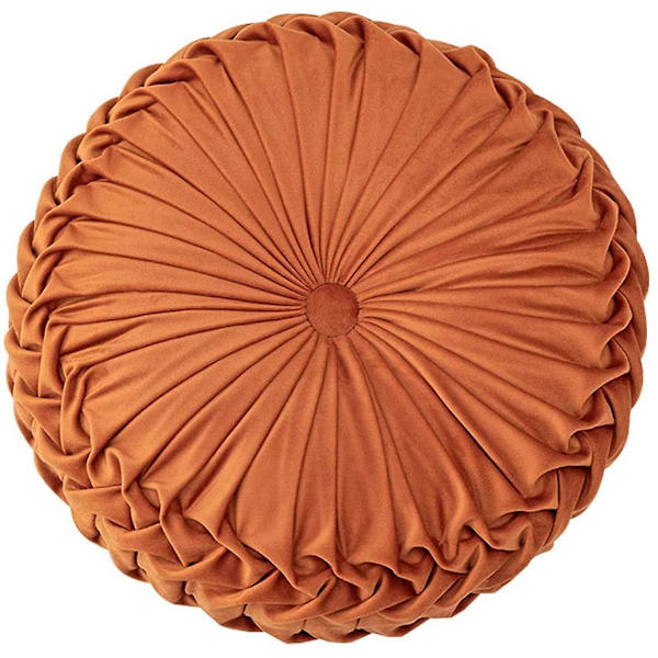 Putepute til sofa Dekorativ 3d gresskar rund fløyelspute til sovesofa Stol Gulv 15&quot; Dark Orange